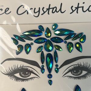 Green & Blue Iridescent Face Rhinestone Crystal Festival Face Stickers